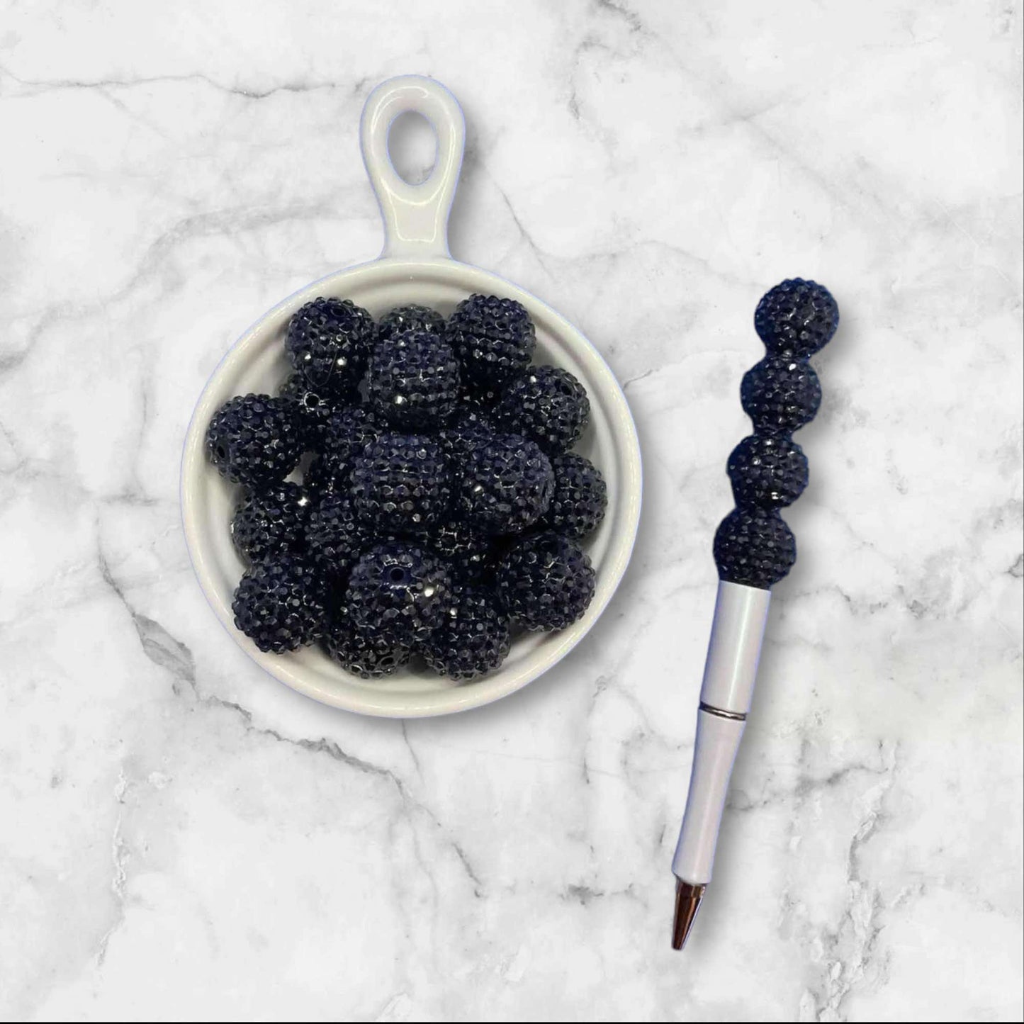 20mm Black Rhinestone Beads