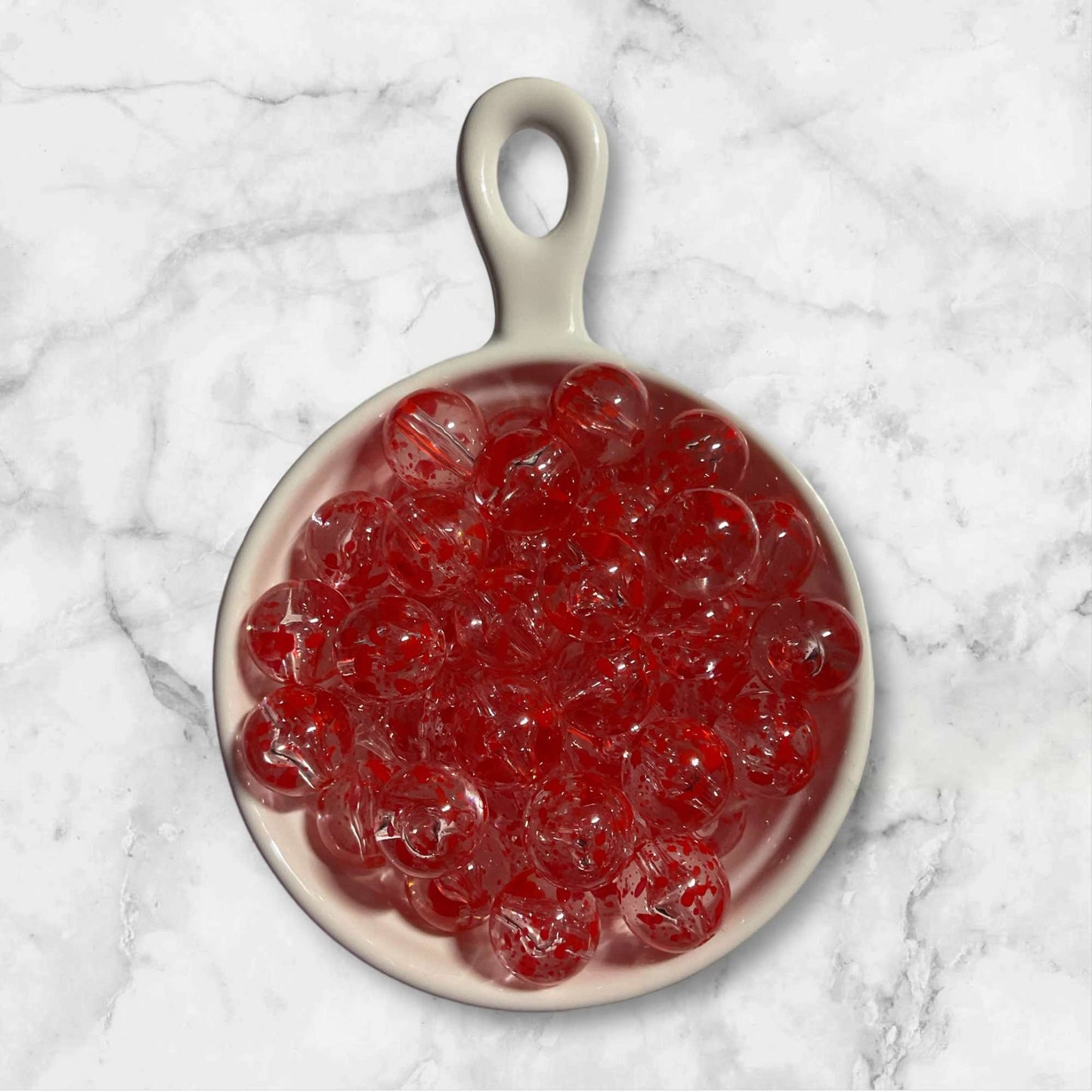 16mm Red Splatter Acrylic Bead