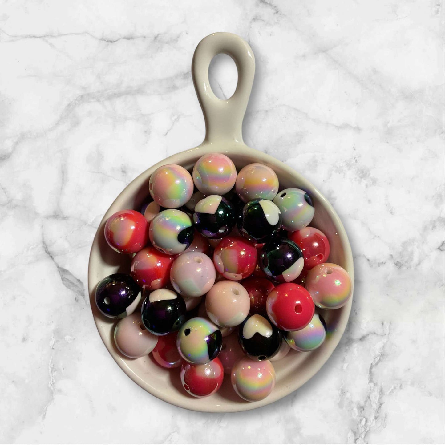 16mm Metallic Colorful Heart Acrylic Beads