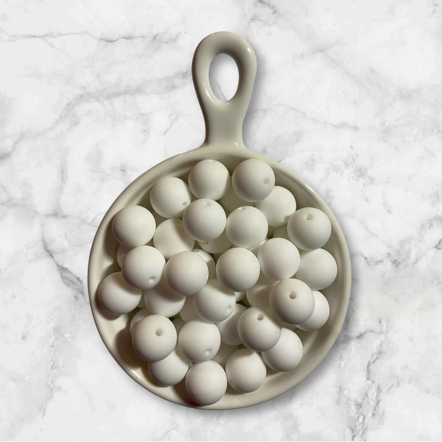 15mm Powder White Silicone Bead